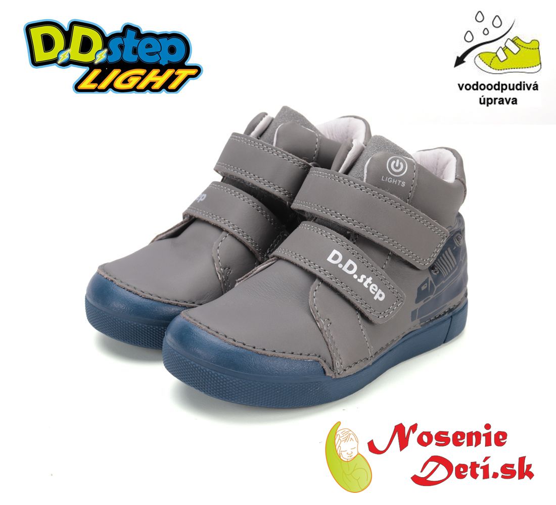 Chlapčenské blikajúce svietiace členkové topánky D. D. Step Emerald Šedá 068-52151B