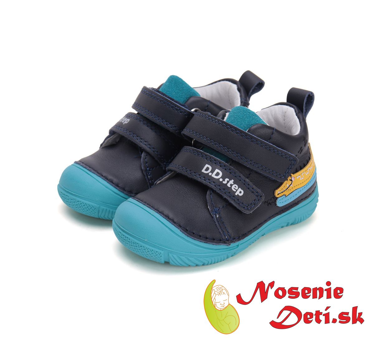 Chlapecké celoroční kožené boty D.D. Step Royal Blue Krokodýl 082-51541