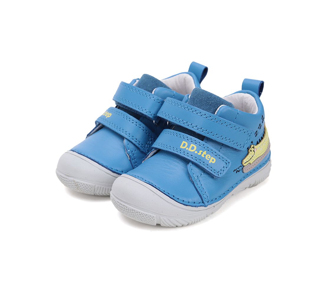 Chlapecké celoroční kožené boty D.D. Step Sky Blue Krokodýl 082-51541B
