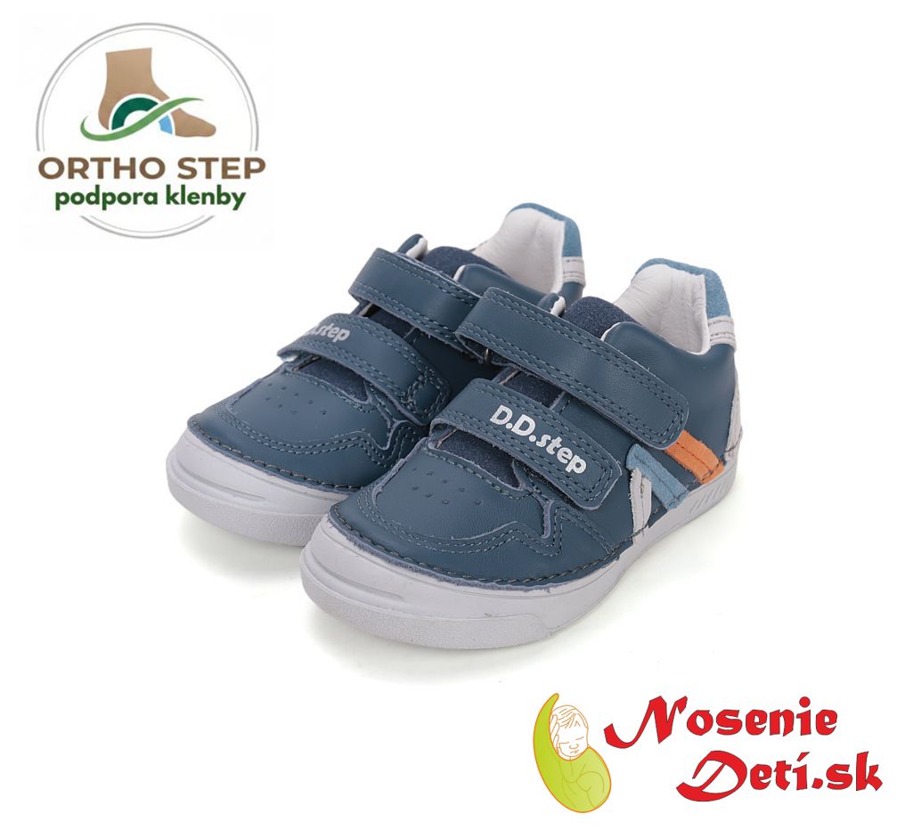 Chlapecké celoroční kožené boty tenisky D.D. Step 040-61252A Royal Blue Chlapecké celoroční kožené boty tenisky D.D. Step 040-61252A Royal Blue