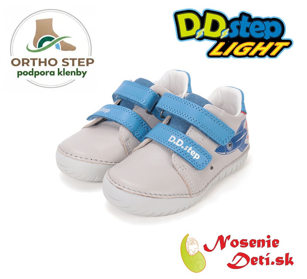 Chlapčenské blikajúce svietiace kožené topánky D.D. Step Dove Grey Raketa 050-61691A