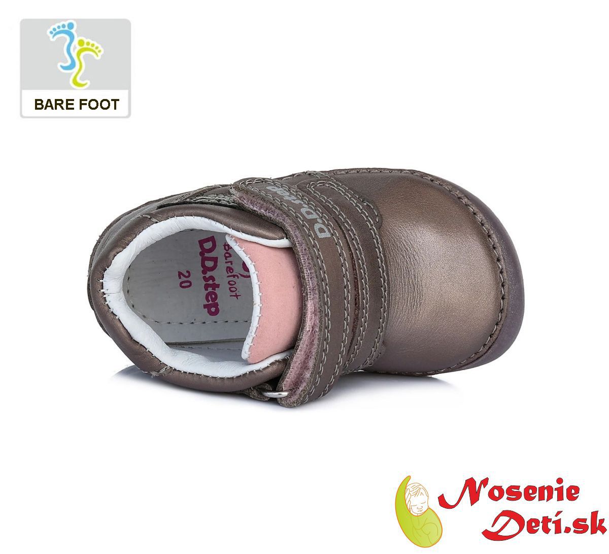 Detská barefoot obuv dievčenské jarné jesenné topánky DD Step Bronze 070-80A