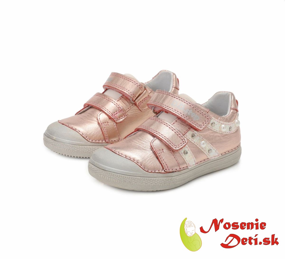 Dievčenské prechodné topánky DD Step Metalická Ružová
