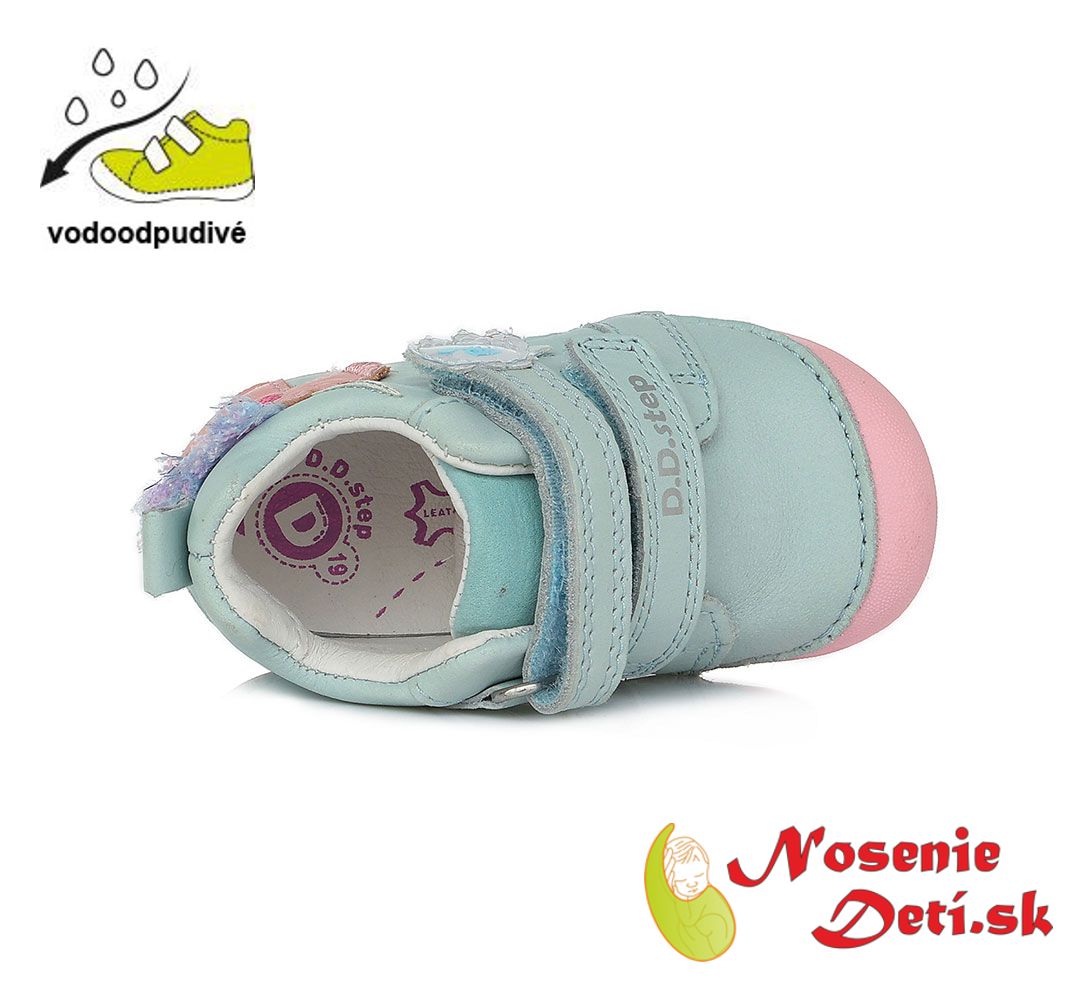 Barefoot alternatíva obuv dievčenské prechodné topánky DD Step Sky Blue Jednorožec 015-706