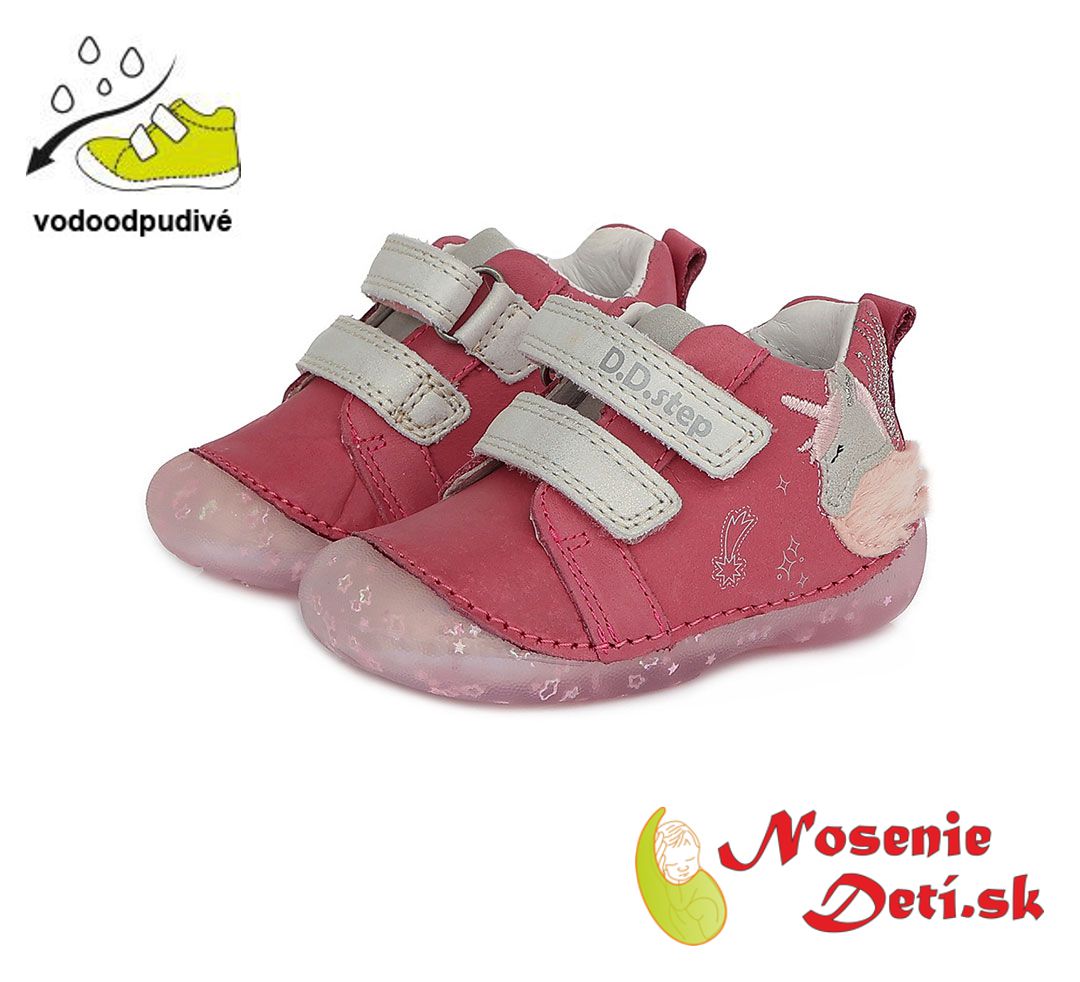 Barefoot alternatíva obuv dievčenské prechodné topánky DD Step Ružové Jednorožec 015-805B