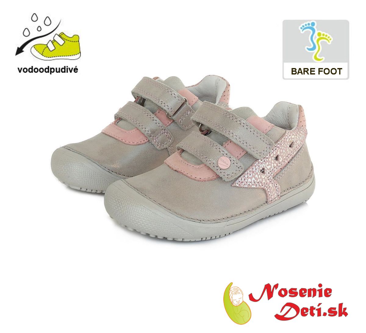 Barefoot obuv dievčenské celoročné topánky DD Step Striebornoružové 063-432A