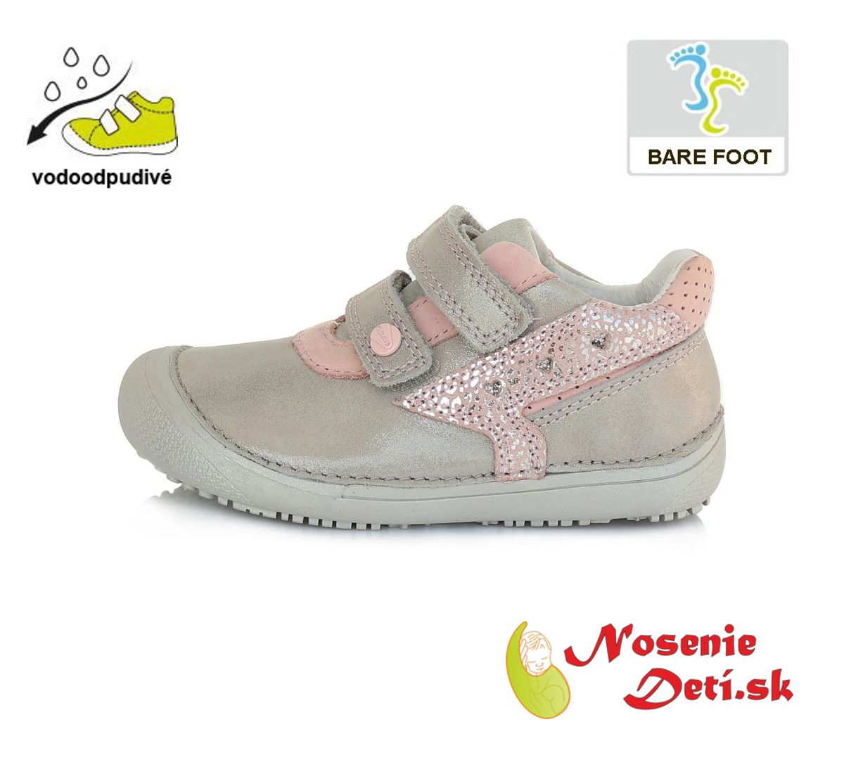 Barefoot obuv dievčenské celoročné topánky DD Step Striebornoružové 063-432A