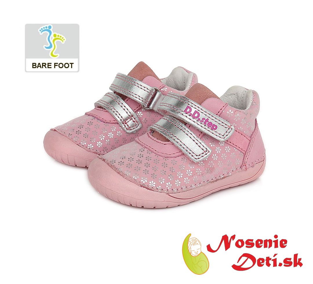 Dievčenské barefoot jarné jesenné topánky DD Step Ružovostrieborné 070-204