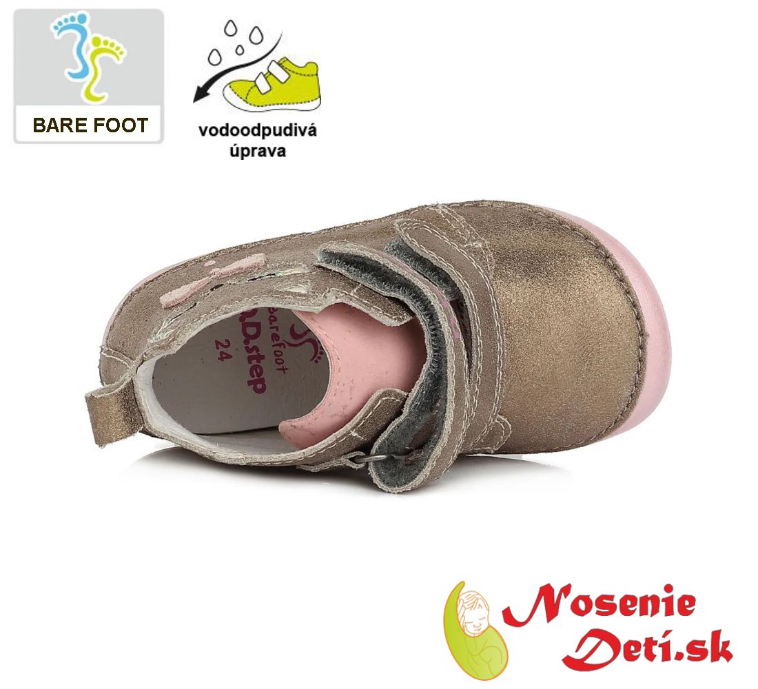 Dívčí barefoot kotníkové boty D.D.Step Bronze Liška 070-534.