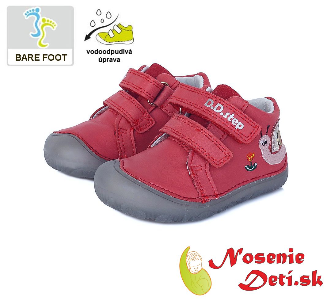 Barefoot topánky jarné jesenné dievčenské DD Step Red Slimáčik 073-63