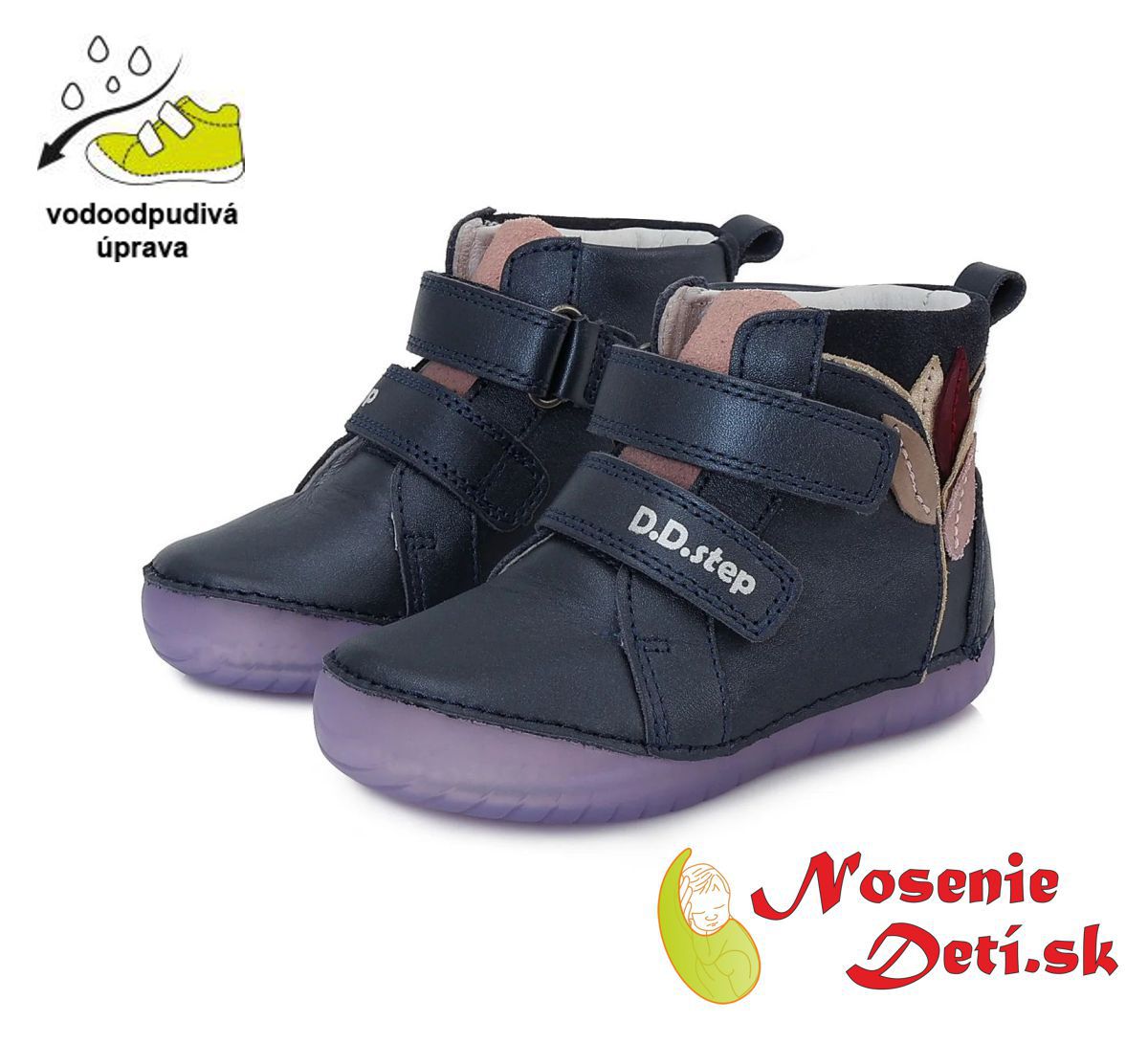 Dívčí celoroční kotníkové kožené boty D.D. Step Violet Tmavě modré 050-339