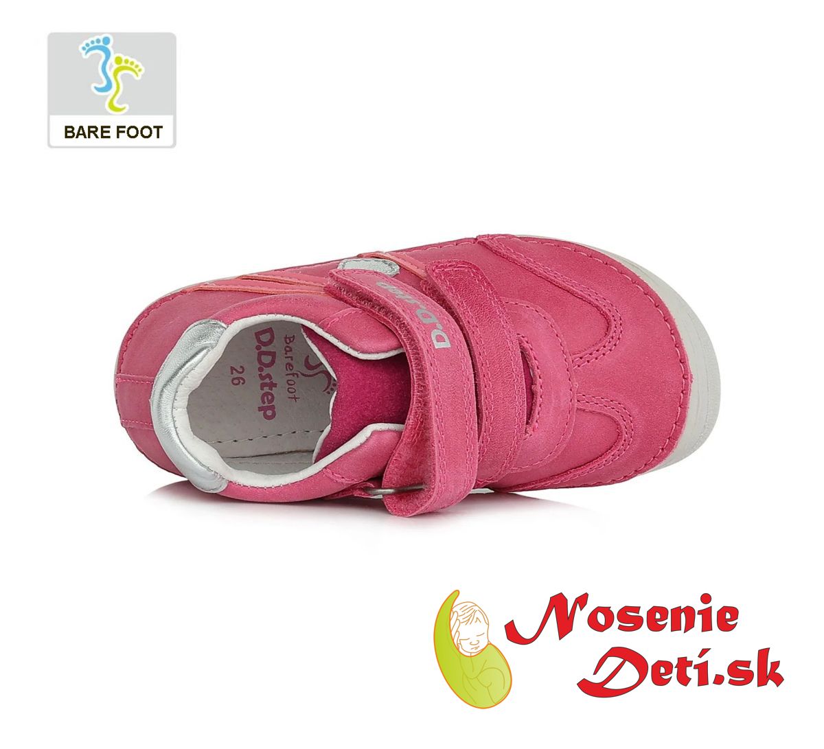 Barefoot dievčenská obuv DD Step topánky Ružové Srdiečko 063-348
