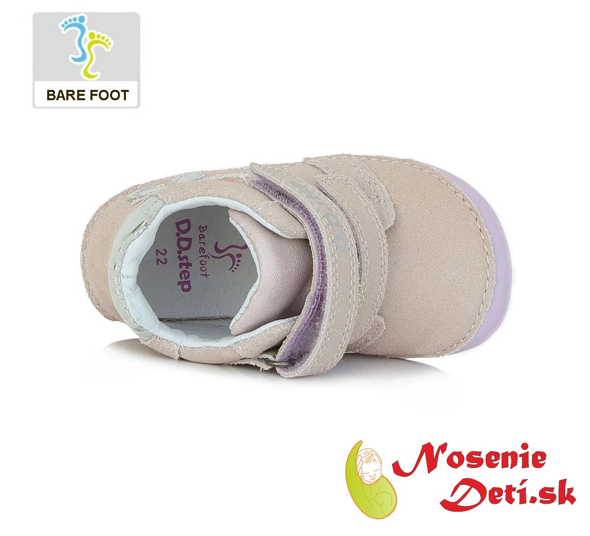 Barefoot dievčenské prechodné topánky DD Step Lilac Motýliky 070-313