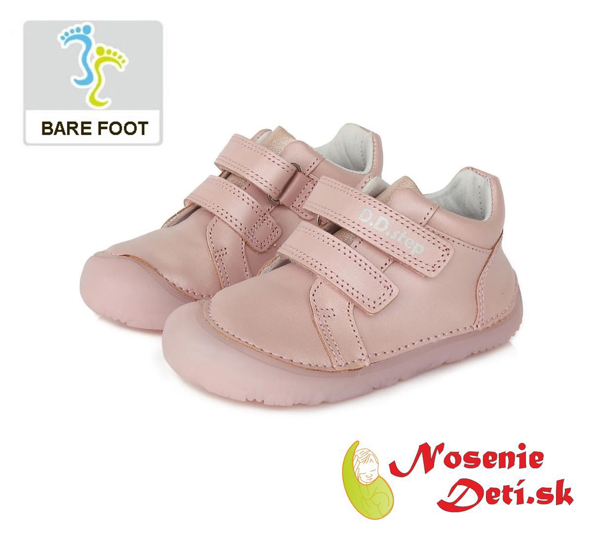 Dívčí barefoot celoroční obuv D.D.Step boty Světle růžové 073-399