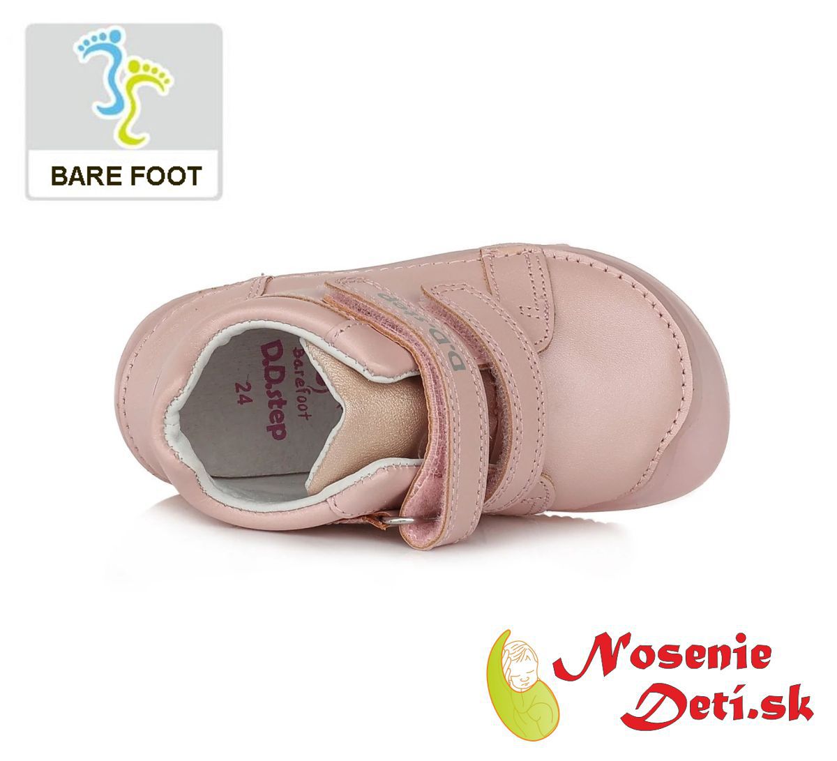 Dívčí barefoot celoroční obuv D.D.Step boty Světle růžové 073-399