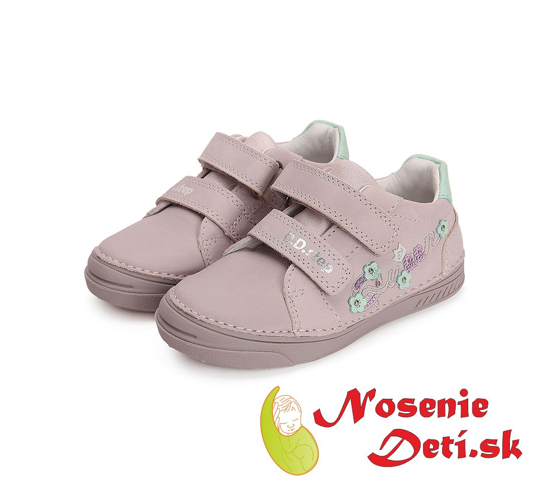 Dievčenské kožené  jarné jesenné topánky D.D. Step Mauve 040-41475