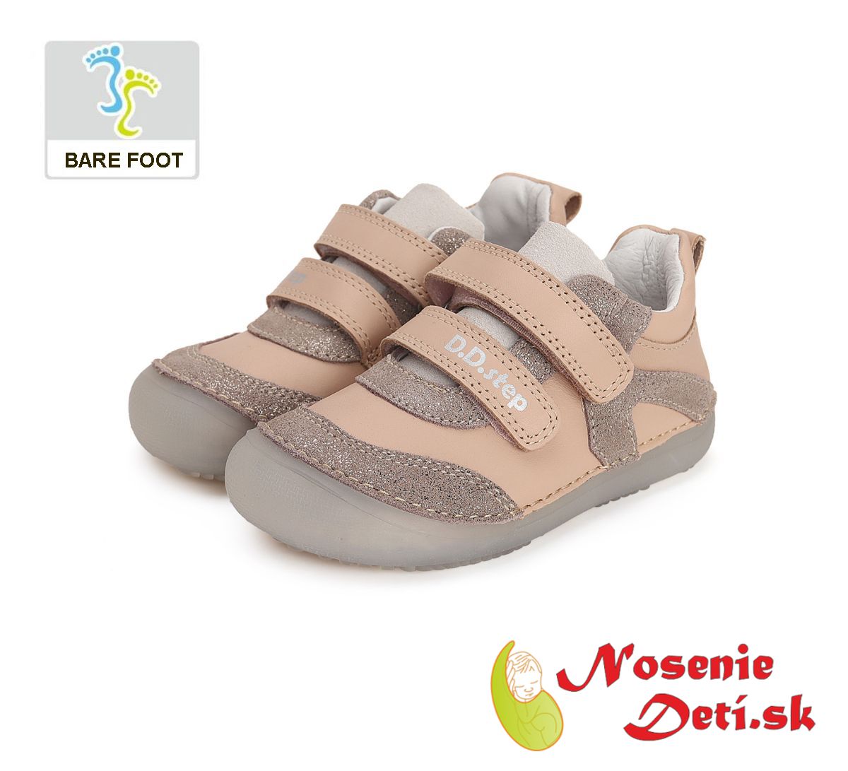 Barefoot dievčenská obuv D.D. Step topánky Cream 063-41948C