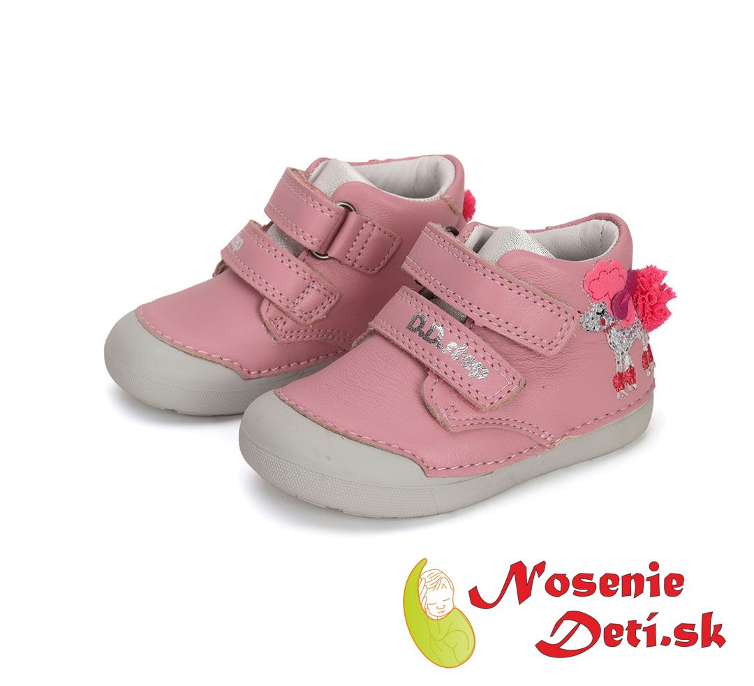 Dievčenské jarné jesenné kožené topánky D.D.Step Ružové Psík 066-41382