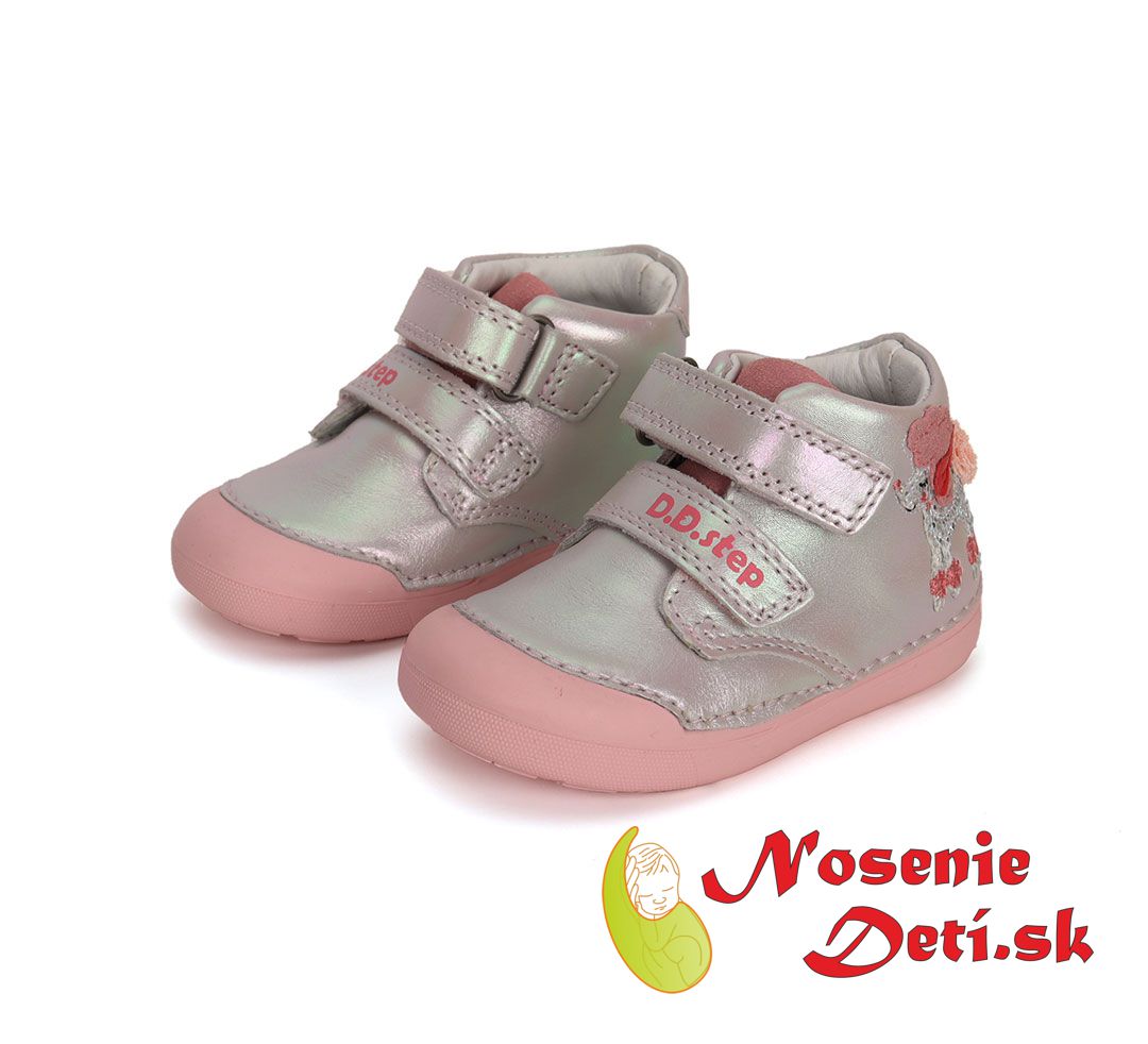 Dievčenské jarné jesenné kožené topánky D.D.Step Perleťovoružové Psík 066-41382B