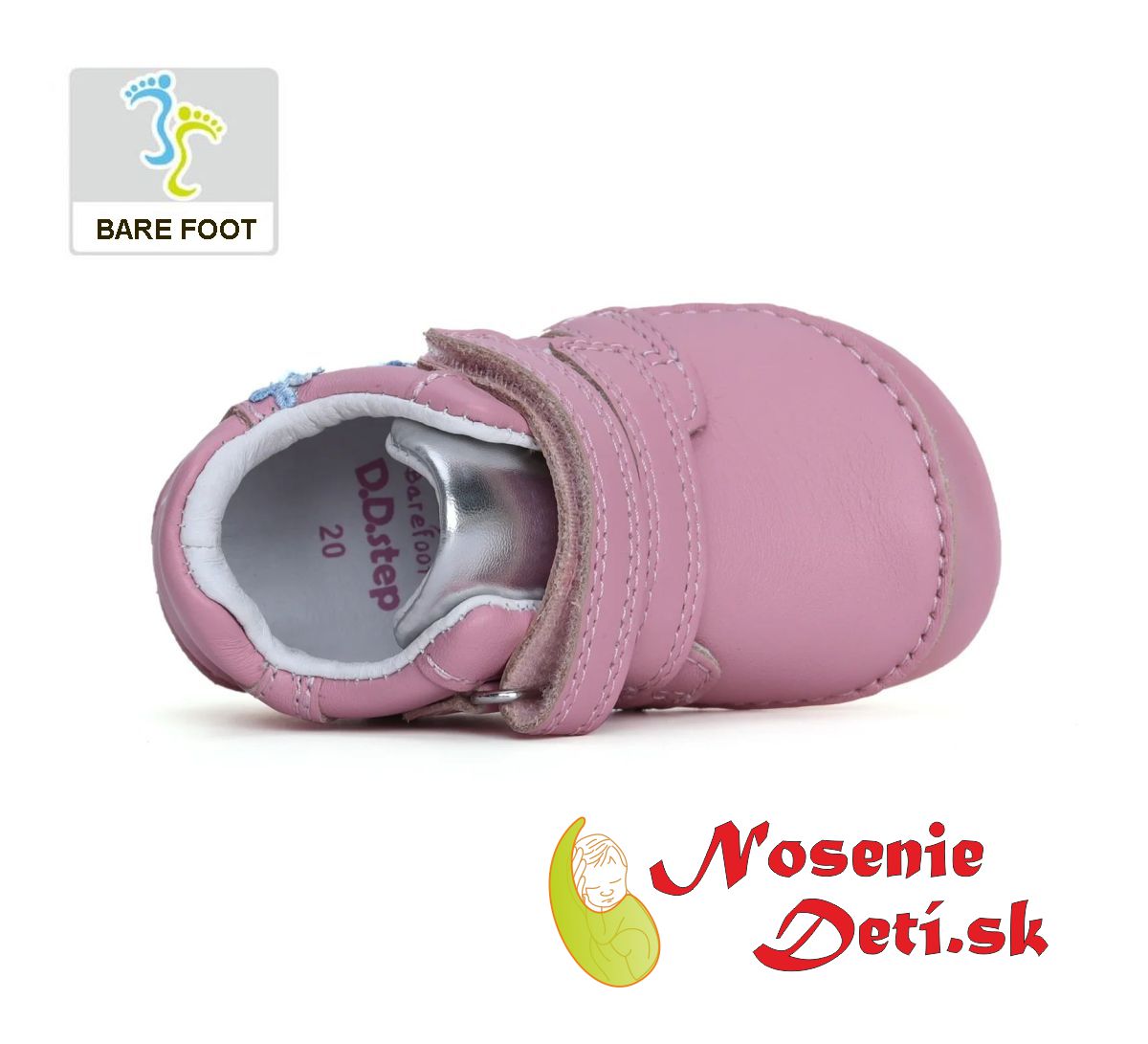 Dievčenské barefoot prechodné topánky D.D. Step Lilac Motýľ a Kvietky 070-41484A