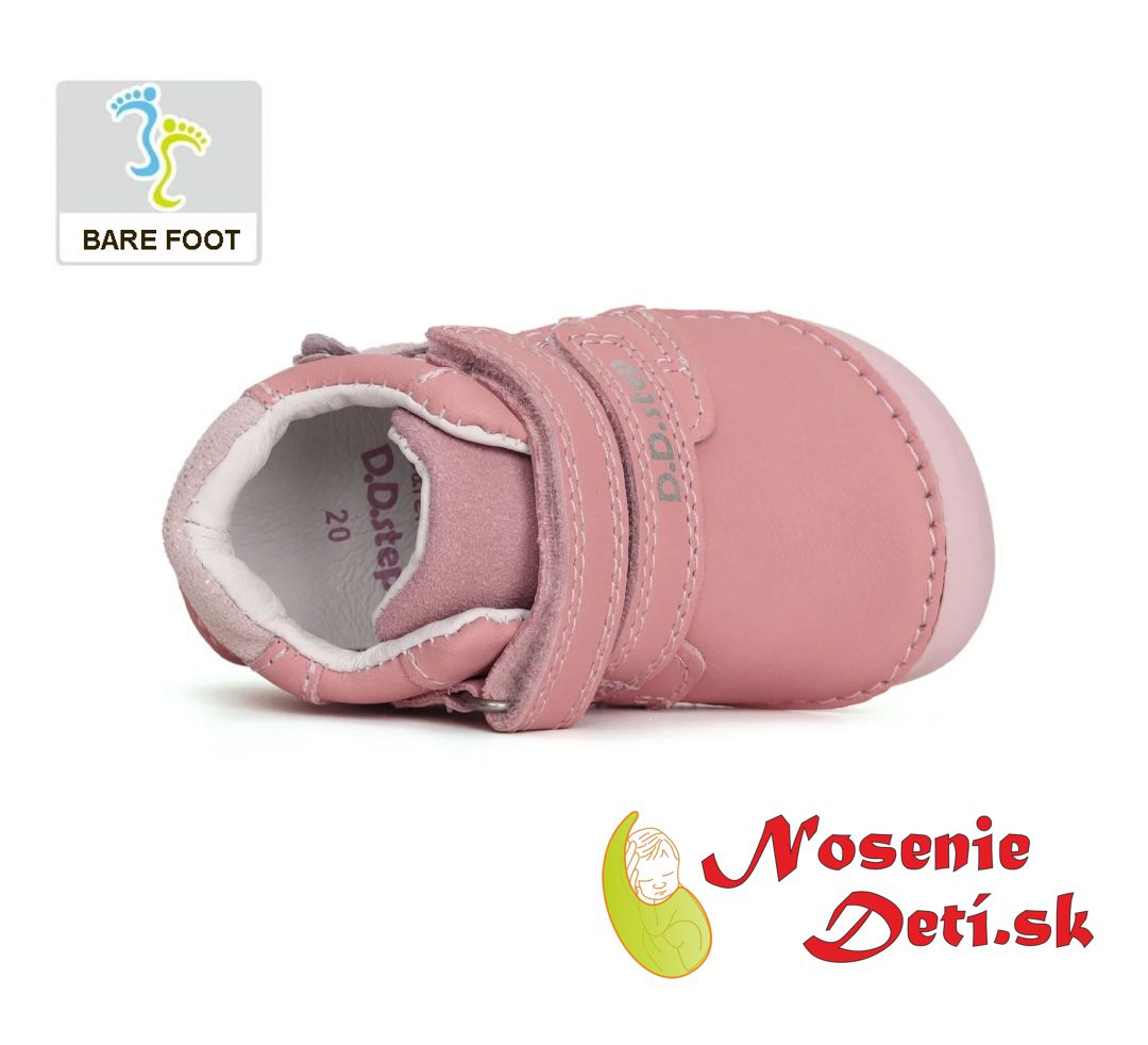 Dievčenské barefoot prechodné topánky D.D. Step Ružové Motýlik 070-41929A