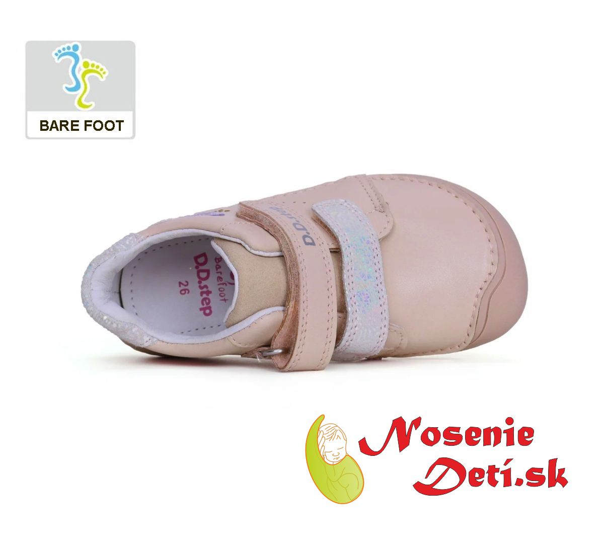 Dívčí barefoot celoroční obuv D.D. Step boty Světle růžové Motýl 073-41984
