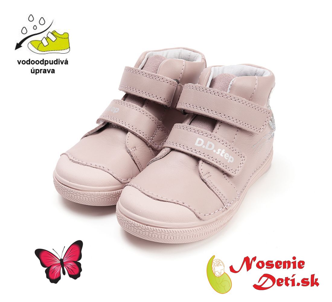 Dievčenské prechodné topánky D. D. Step Baby Pink Motýľ 049-52135