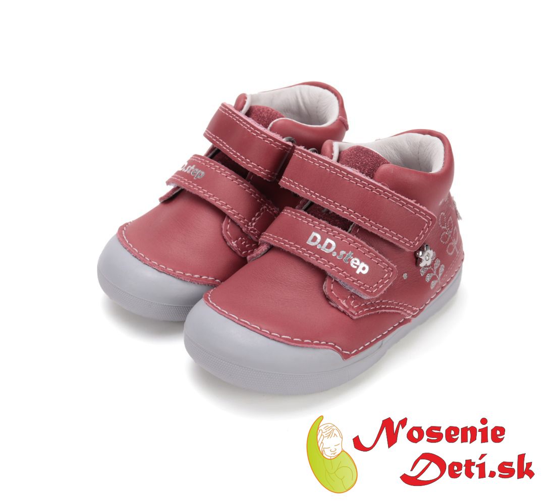 Dievčenské prechodné topánky D. D. Step Raspberry Kvetinky 066-52842B