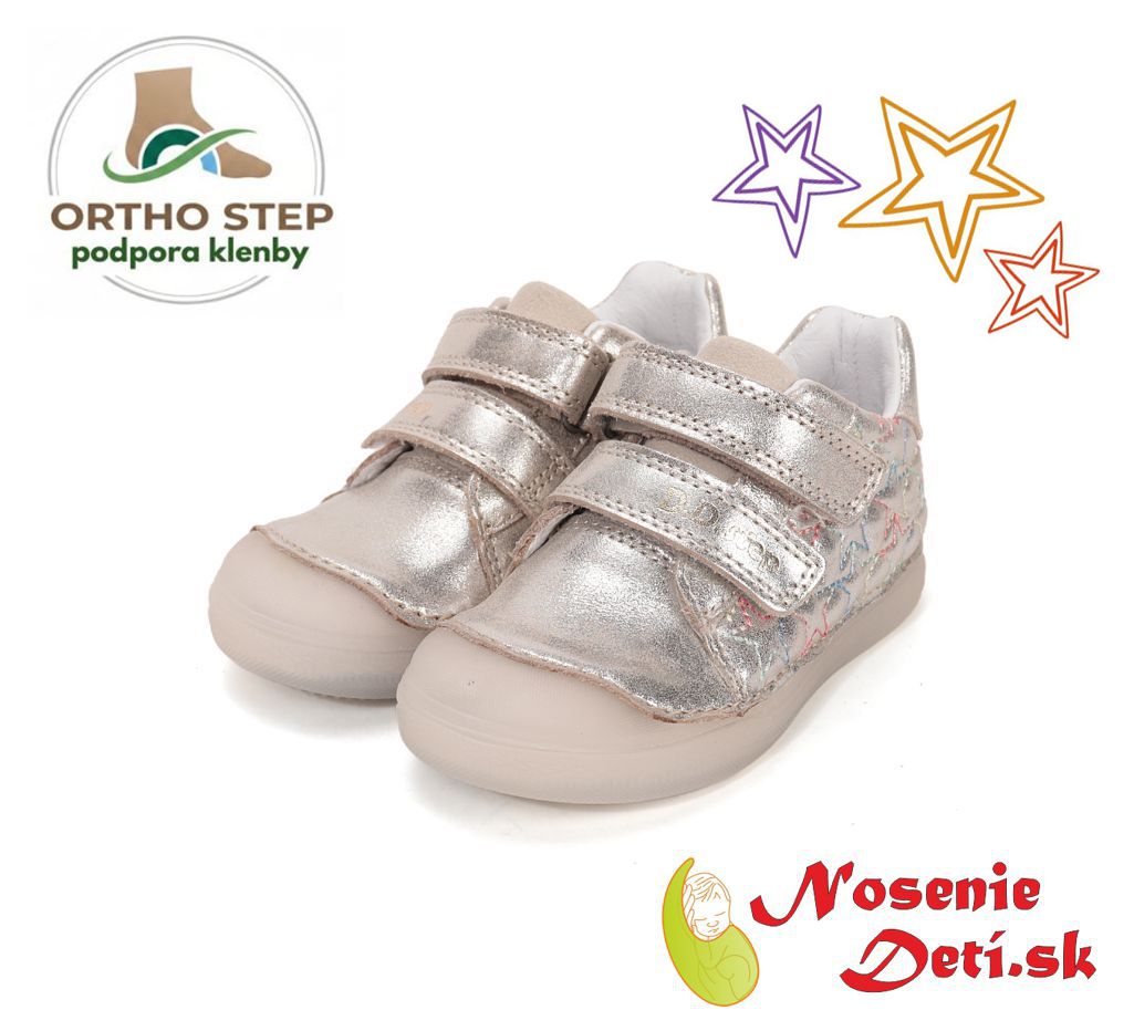 Dievčenské prechodné topánky D. D. Step Gold Hviezdy 049-61112B Dievčenské prechodné topánky D. D. Step Gold Hviezdy 049-61112B