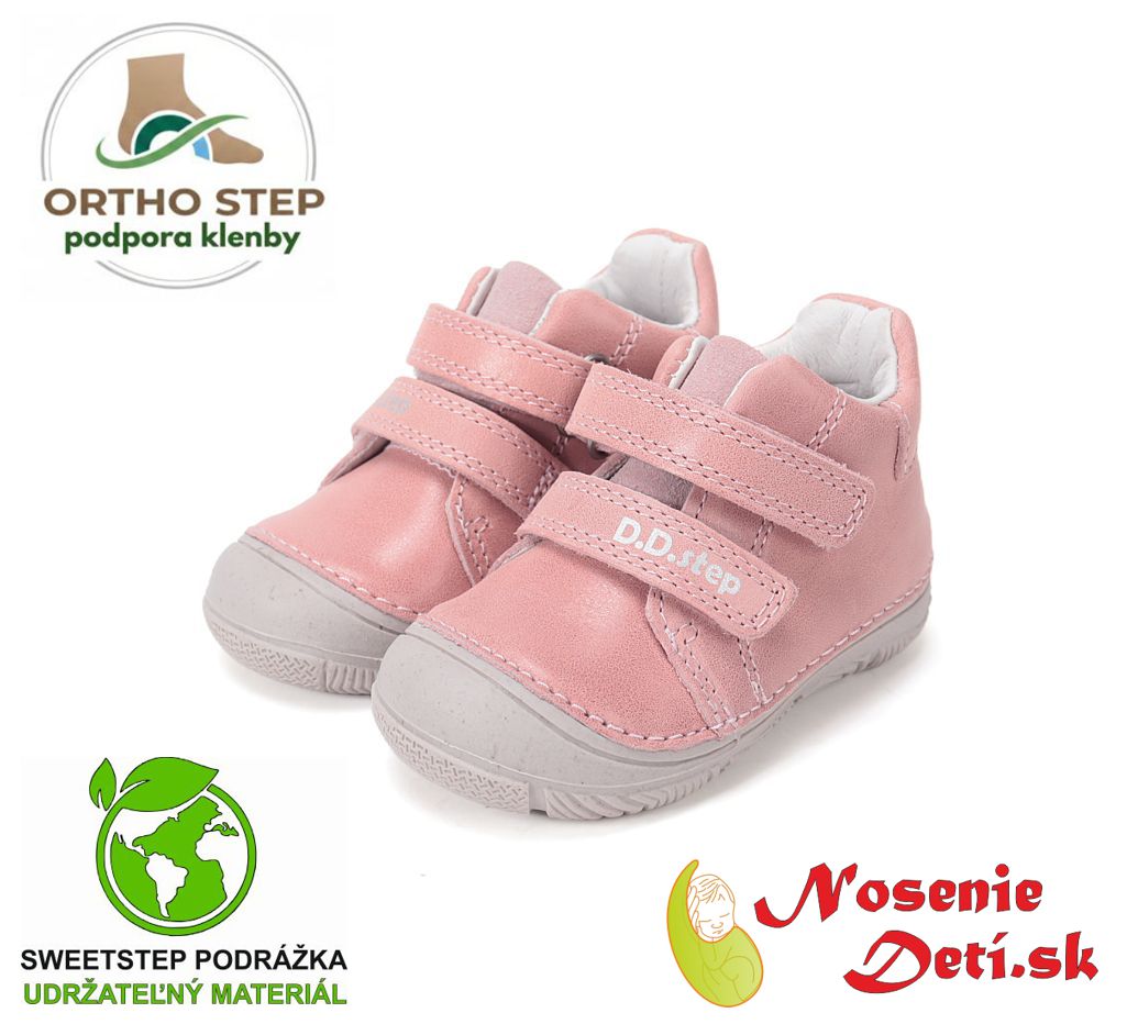 Dievčenské prechodné kožené topánky D.D. Step Baby Pink 082-61125D Dievčenské prechodné kožené topánky D.D. Step Baby Pink 082-61125D
