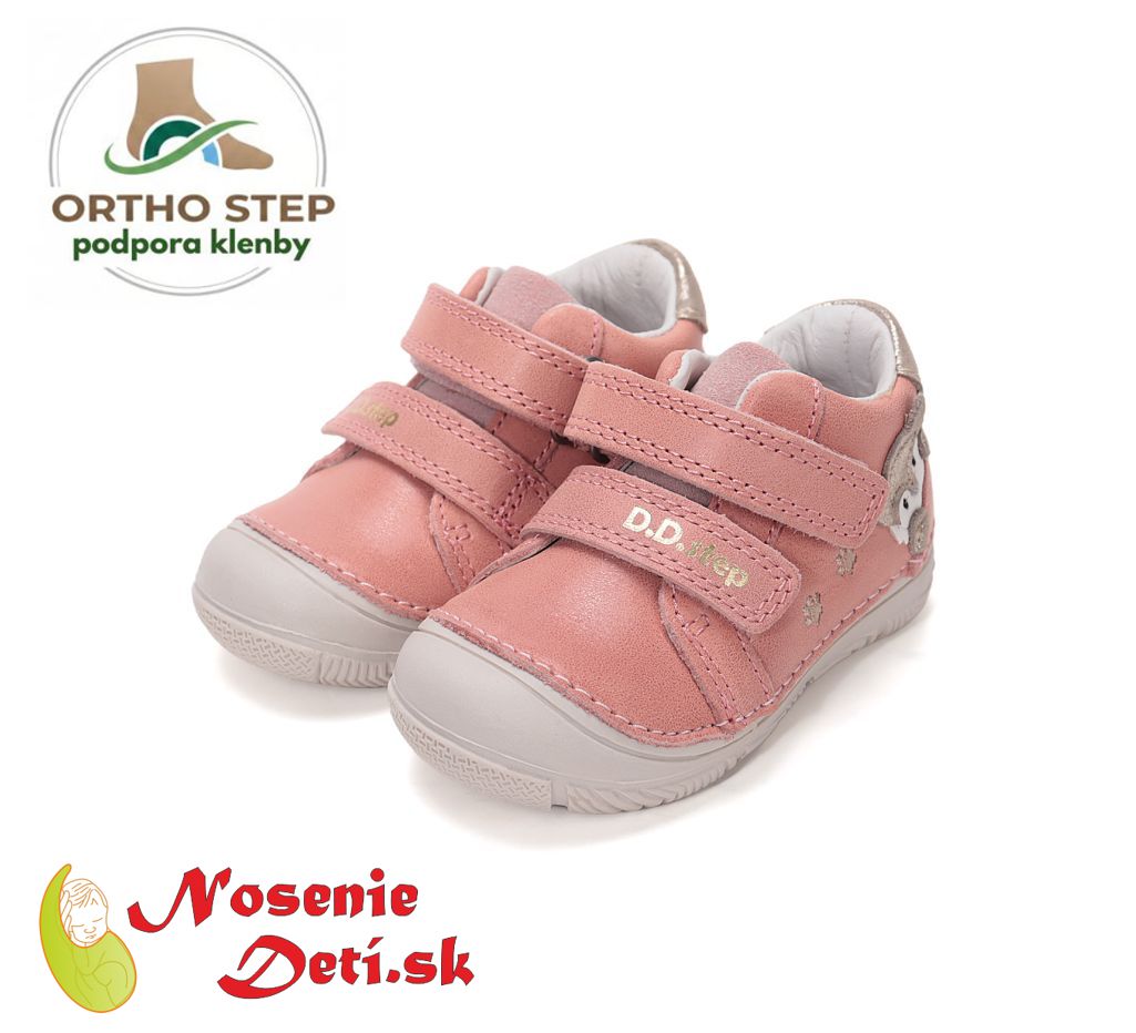 Dievčenské prechodné kožené topánky D.D. Step Strawberry Mačiatko 082-61703C