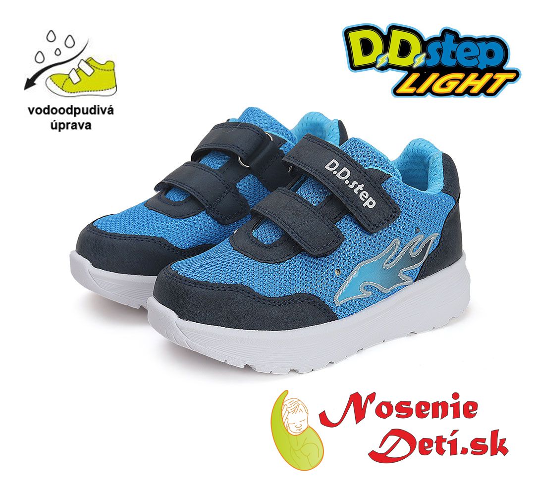 Detské blikajúce svietiace vodeodolné tenisky D.D. Step Modré F083-41304B