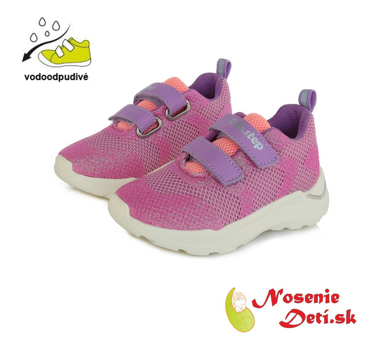 Dievčenská vodeodolná športová obuv tenisky Lilac F61-512D8