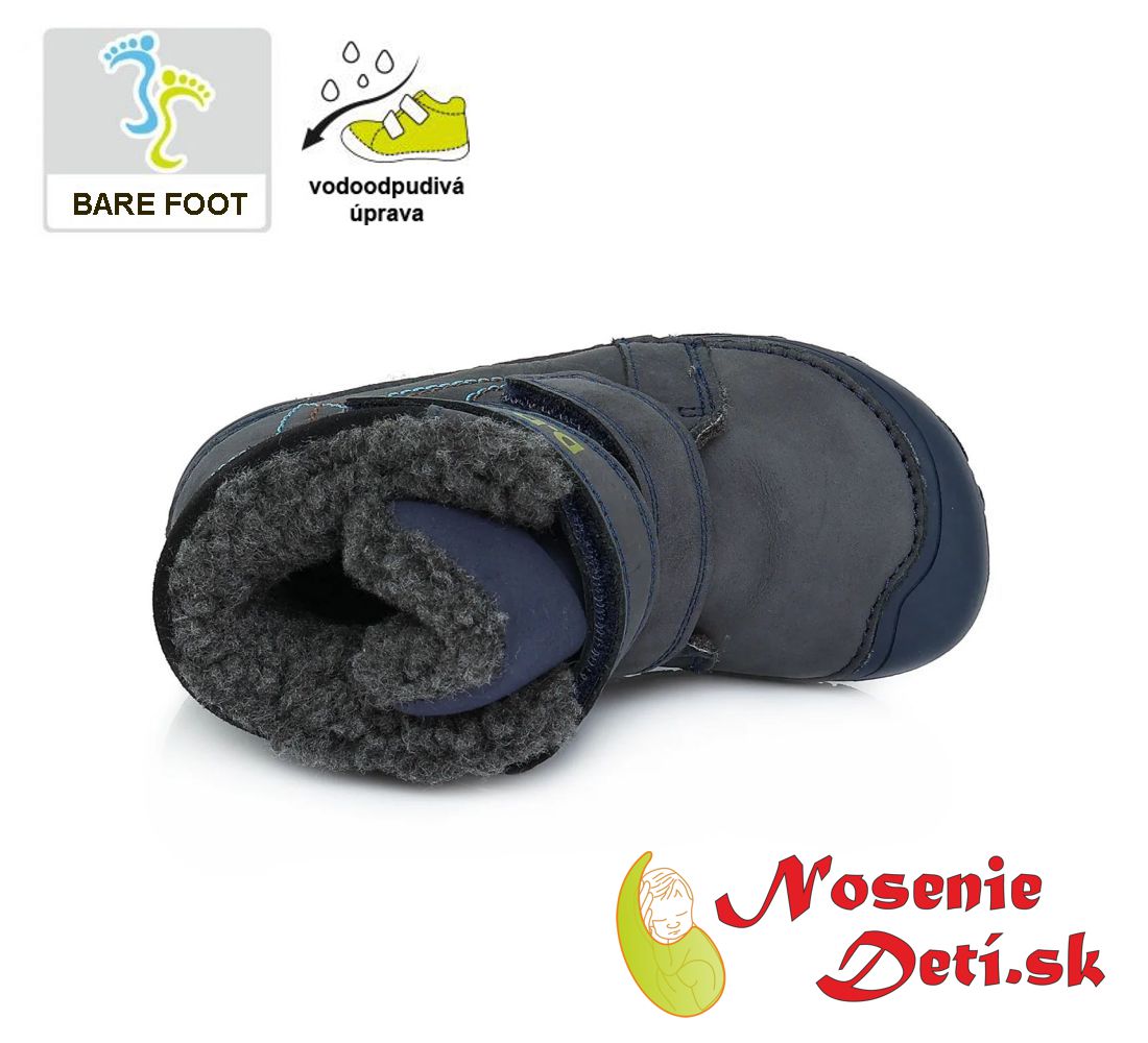 Chlapecké zimní barefoot boty DD Step Tmavě modré s hvězdou 073-688A