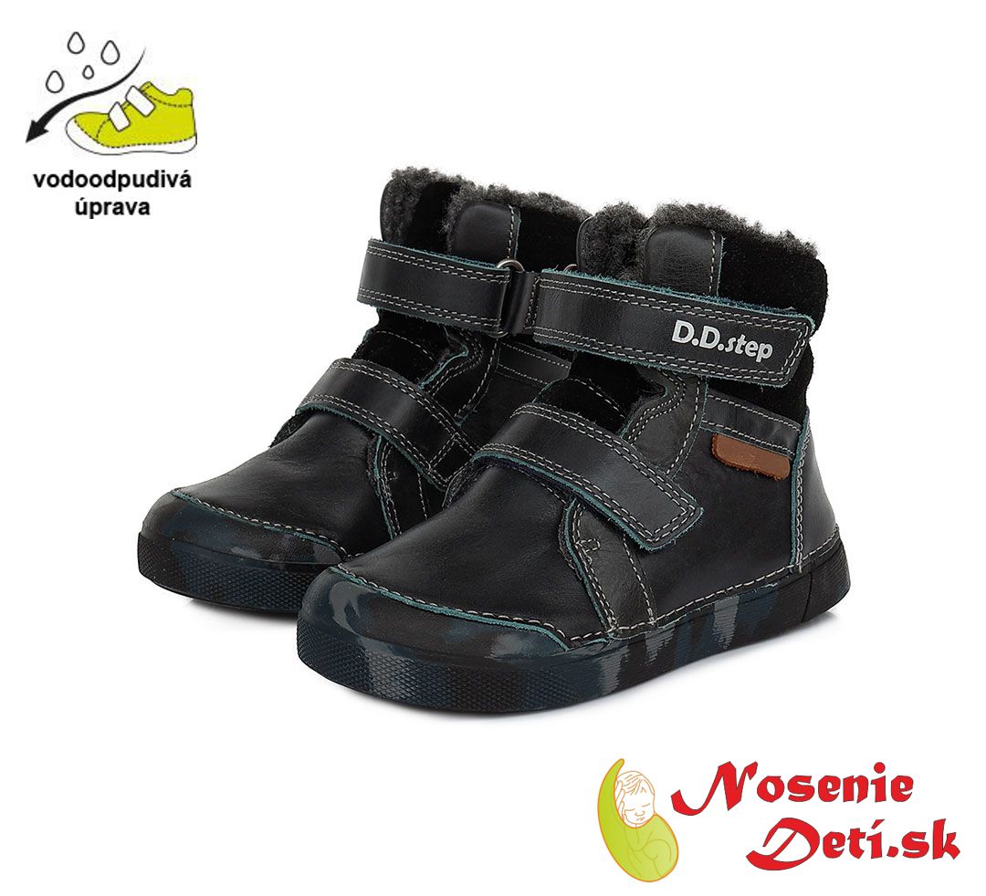 Dětské chlapecké zimní boty DD Step Černé Maskáč 068-363