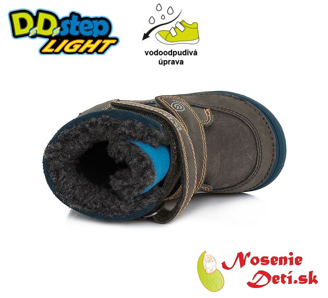 Chlapčenské zimné blikajúce svietiace topánky DD Step Petrolej Hnedá Monster Truck 071-32B