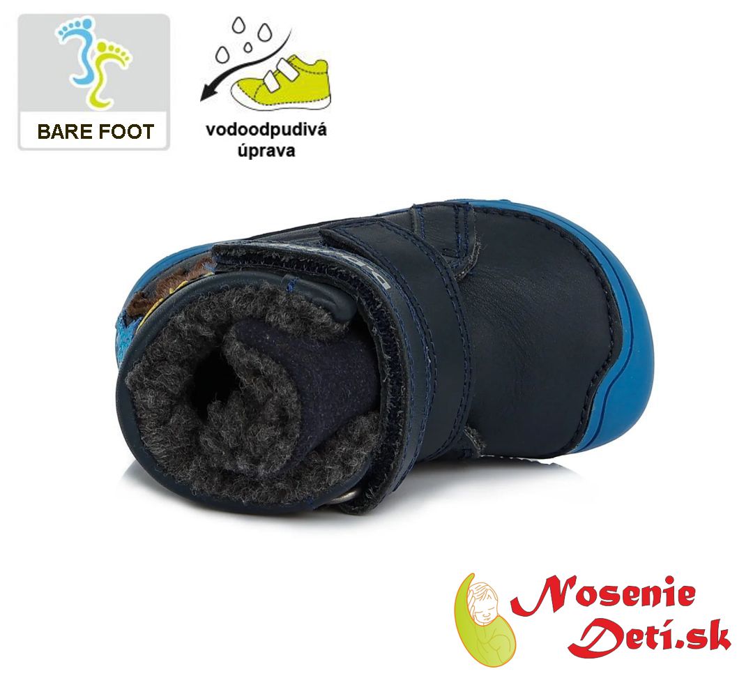 Detské chlapčenské zimné barefoot topánky DD Step Tmavomodré Džungľa 073-457A