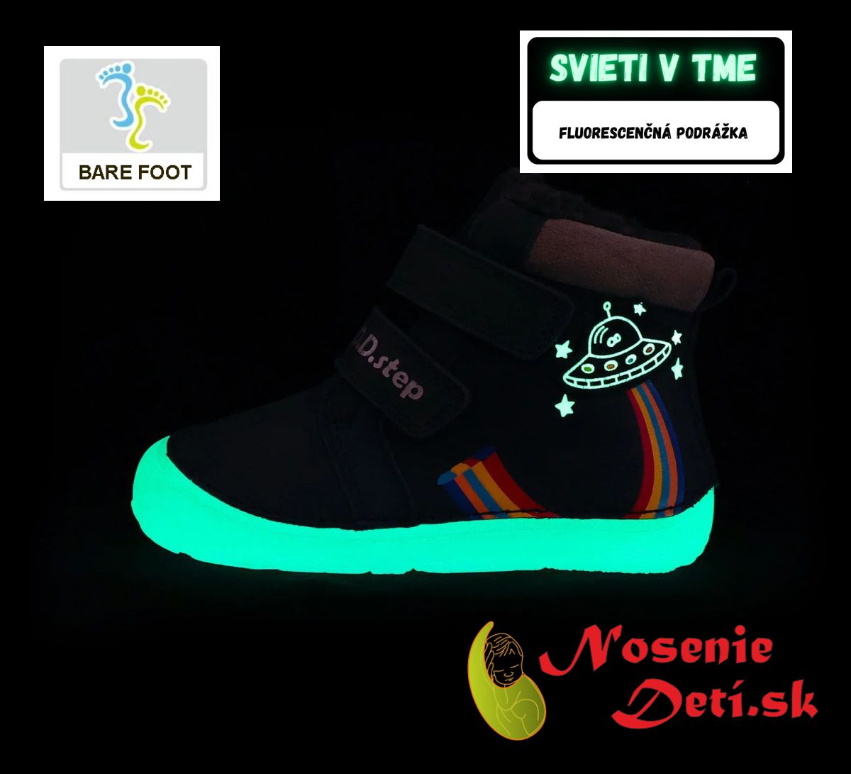 Dětské chlapecké zimní barefoot boty DD Step Tmavě modré UFO 073-355