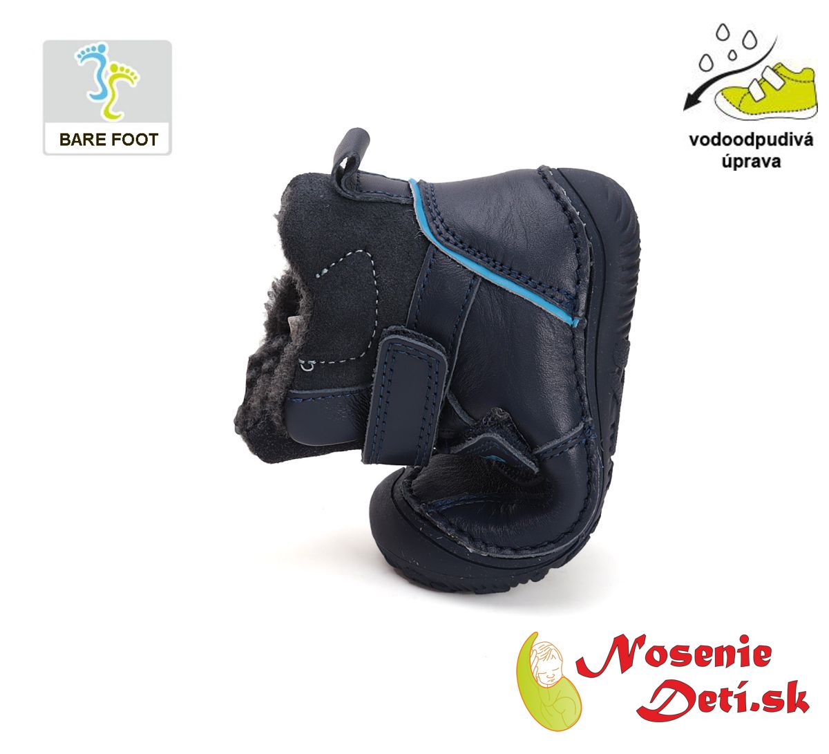 Chlapčenské zimné barefoot kožené topánky D.D. Step Royal Blue W073-42814A