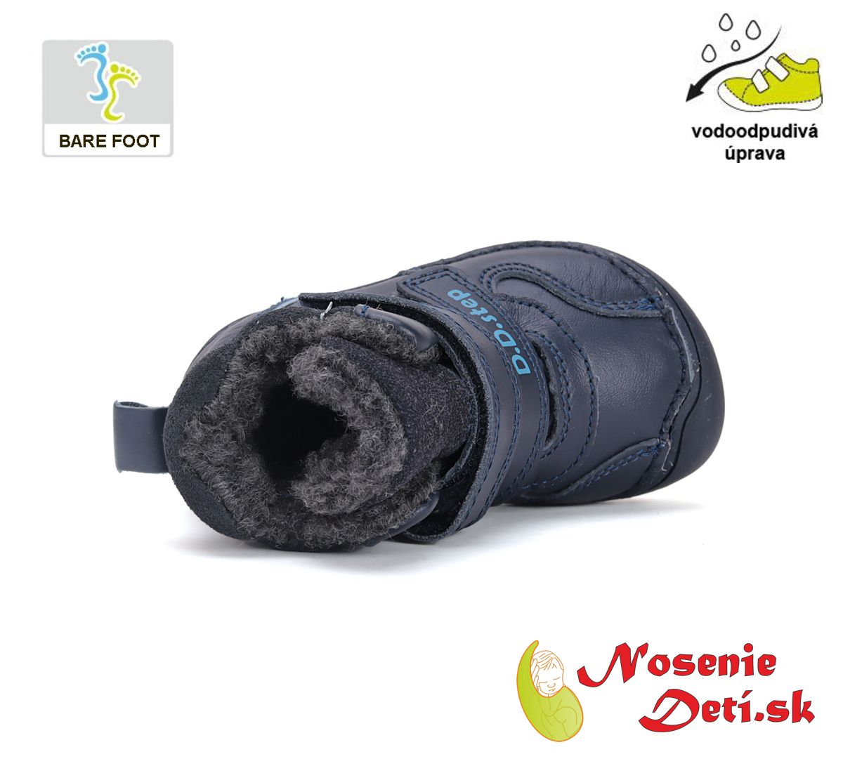 Chlapčenské zimné barefoot kožené topánky D.D. Step Royal Blue W073-42814A