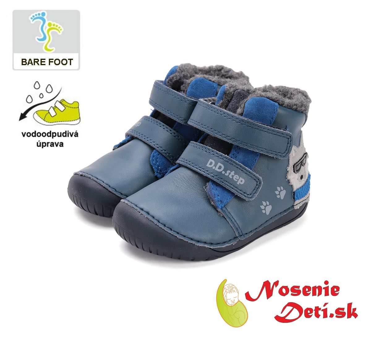 Barefoot zimné vyššie členkové topánky D.D. Step Royal Blue Wolf 070-52893