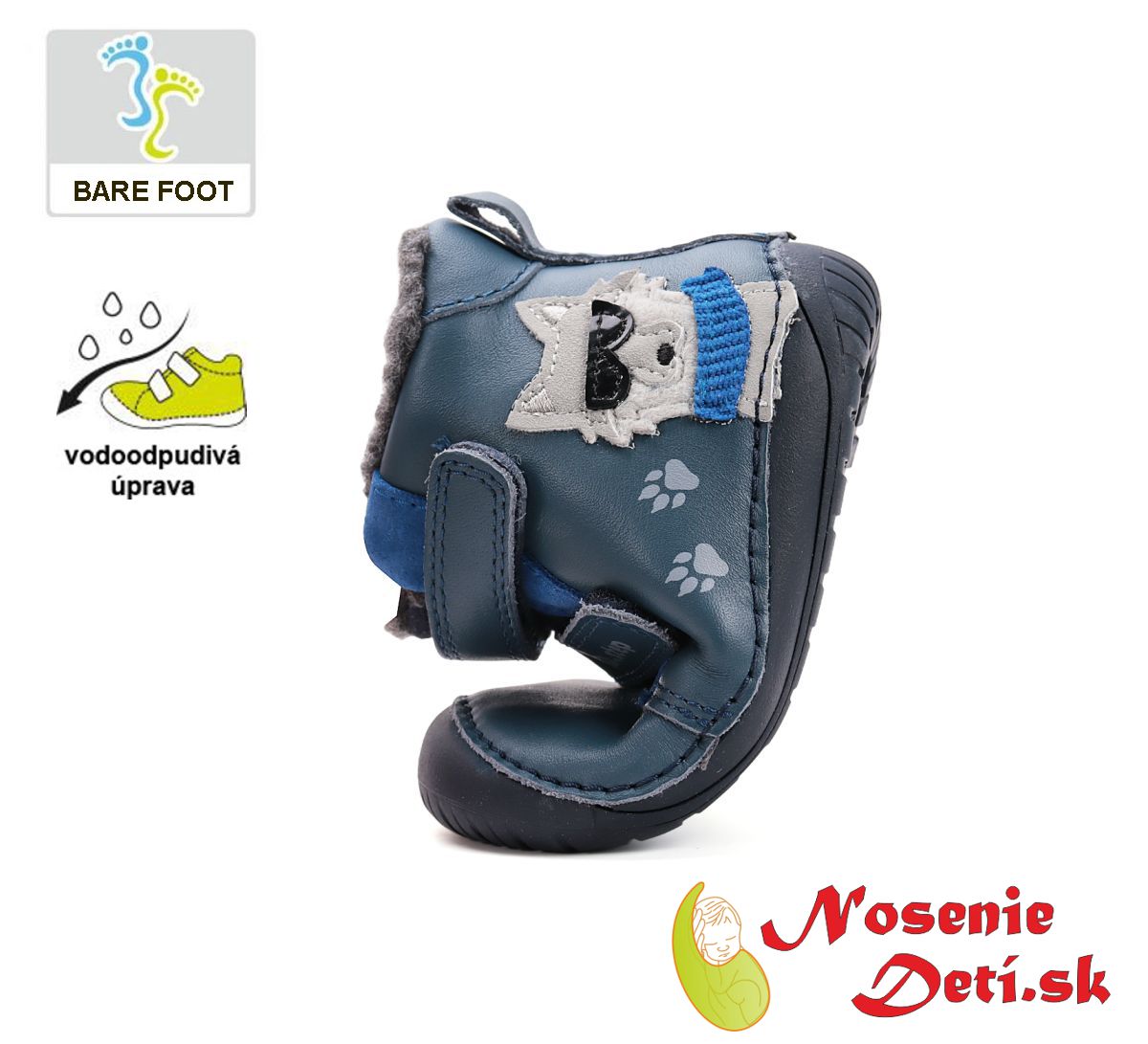 Barefoot zimné vyššie členkové topánky D.D. Step Royal Blue Wolf 070-52893
