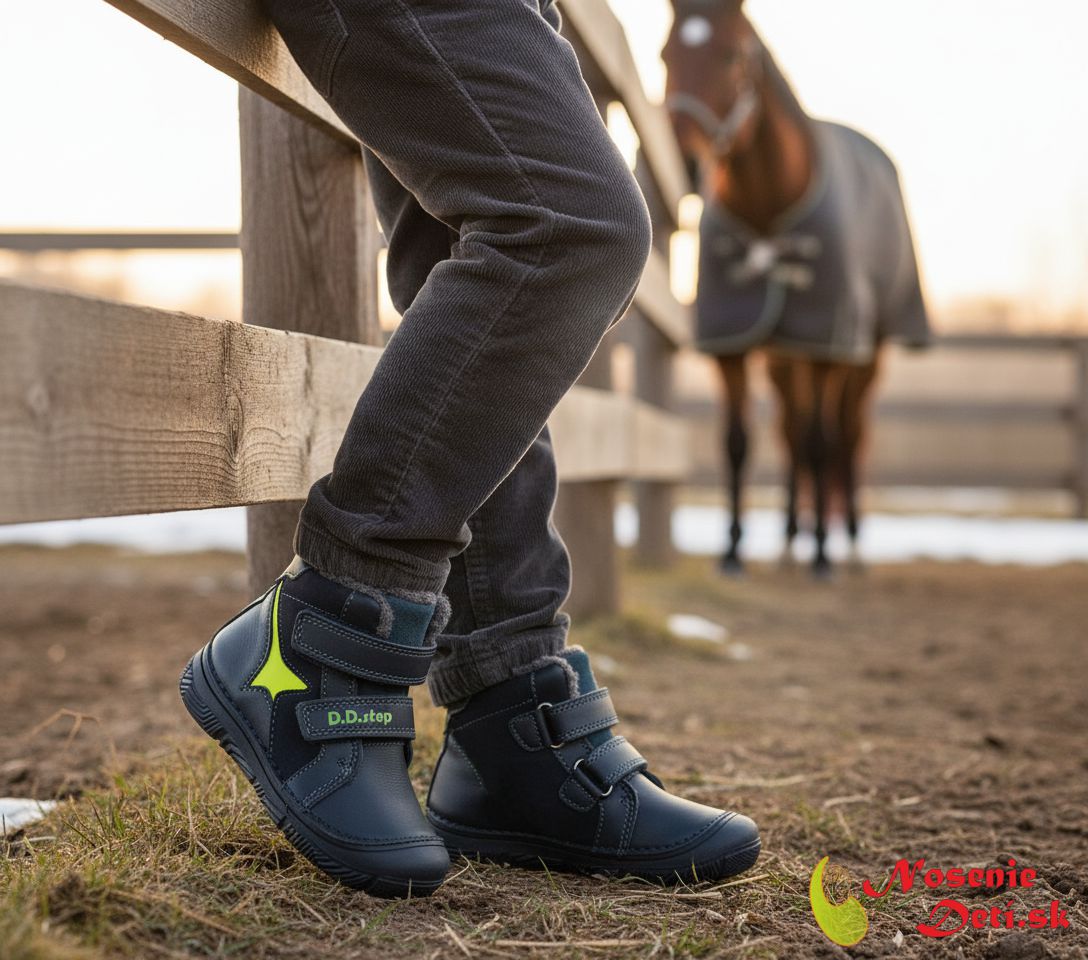 Detské chlapčenské zimné členkové topánky D.D. Step Royal Blue reflexné 082-5912