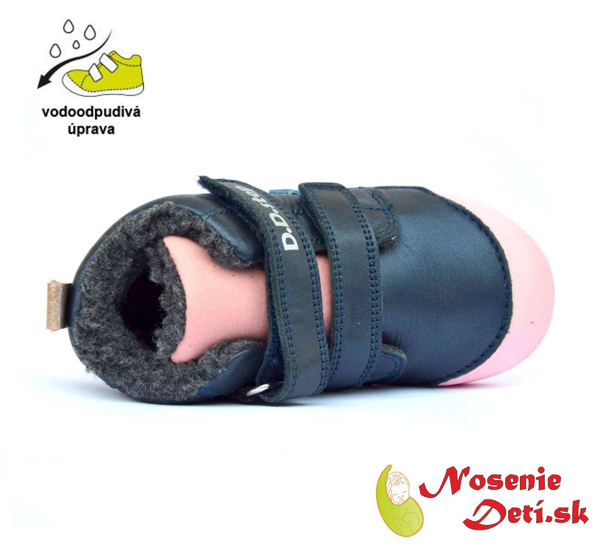 Dievčenské zimné topánky alternatíva barefoot DD Step Modroružové s levíčaťom 066-653