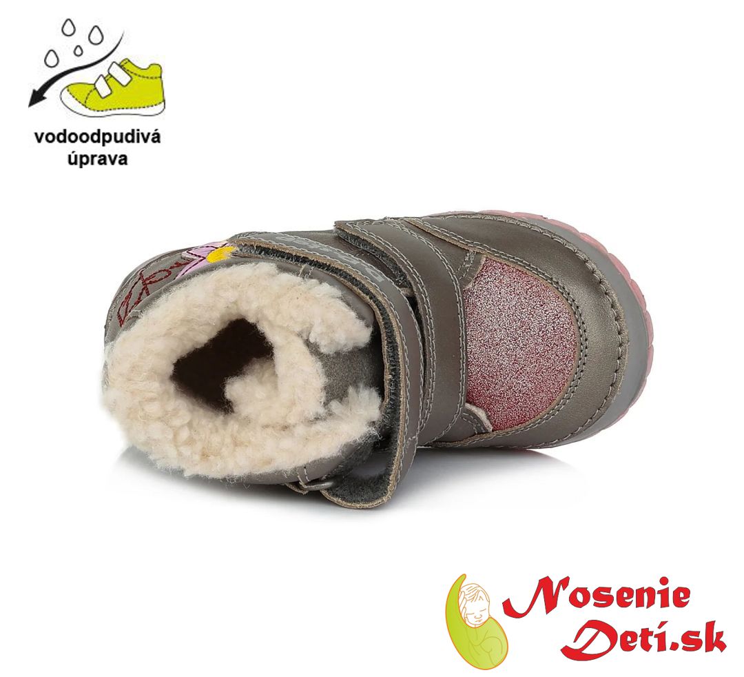 Dievčenské zimné topánky čižmy  DD Step Bronzové Kvetinky 029-767