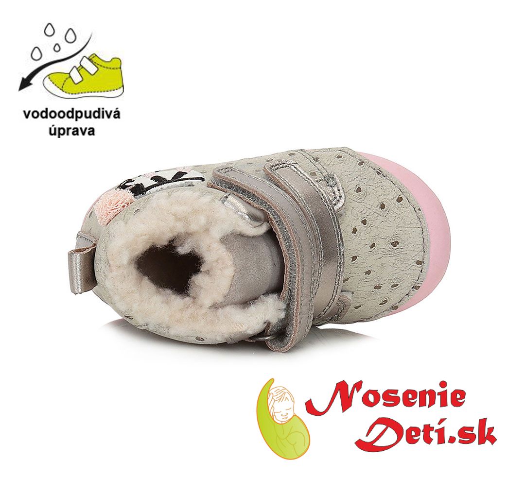 Dievčenské zimné topánky alternatíva barefoot DD Step Beige Tučniak 066-352B