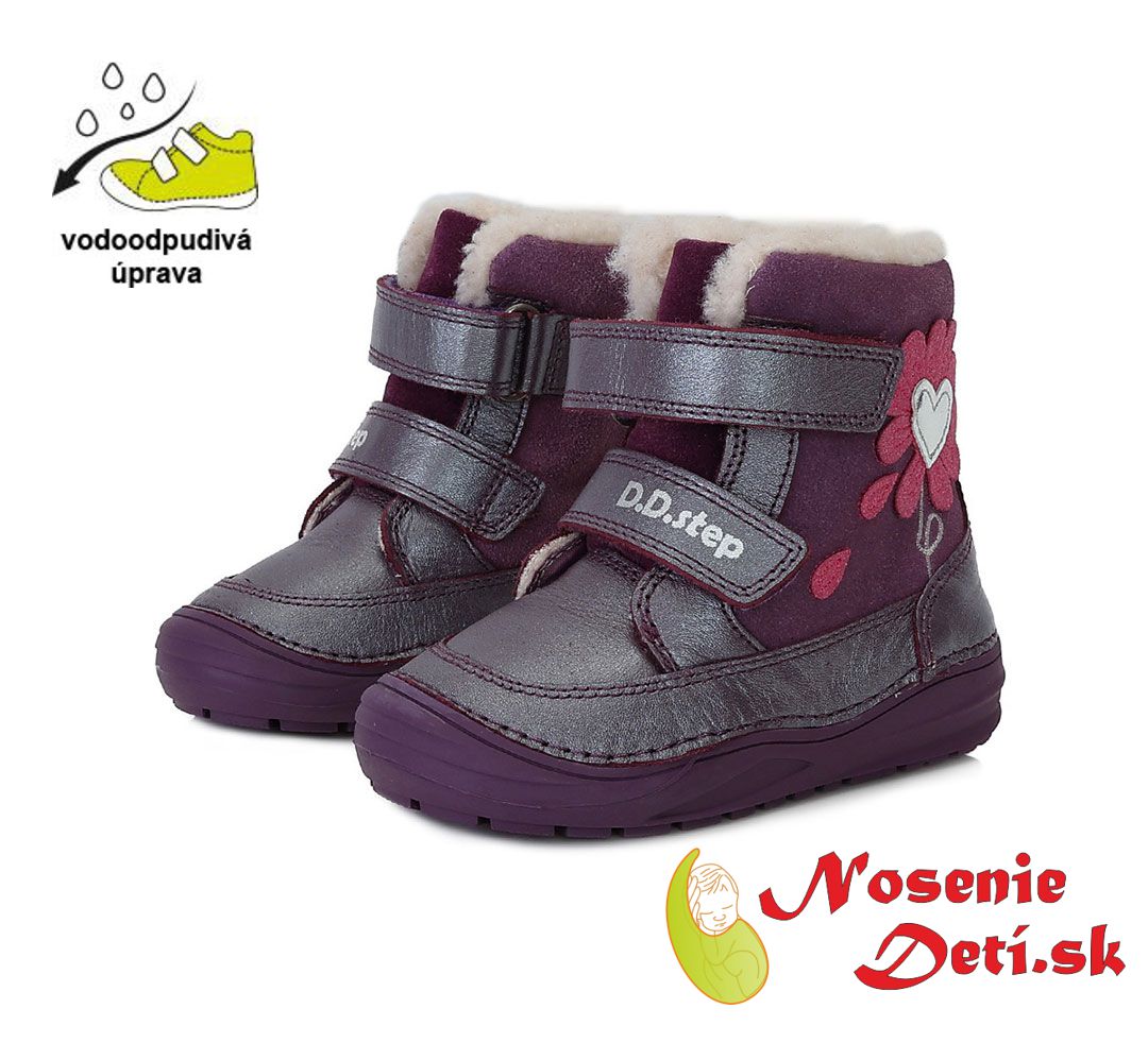 DD Step dětské dívčí zimní boty Violet Kvítek 071-364B