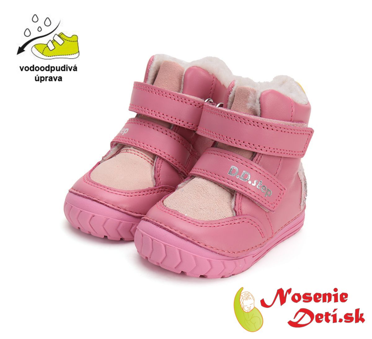 Dívčí kožené zimní boty kozačky D.D. Step Daisy Pink Zajíček W029-42392A
