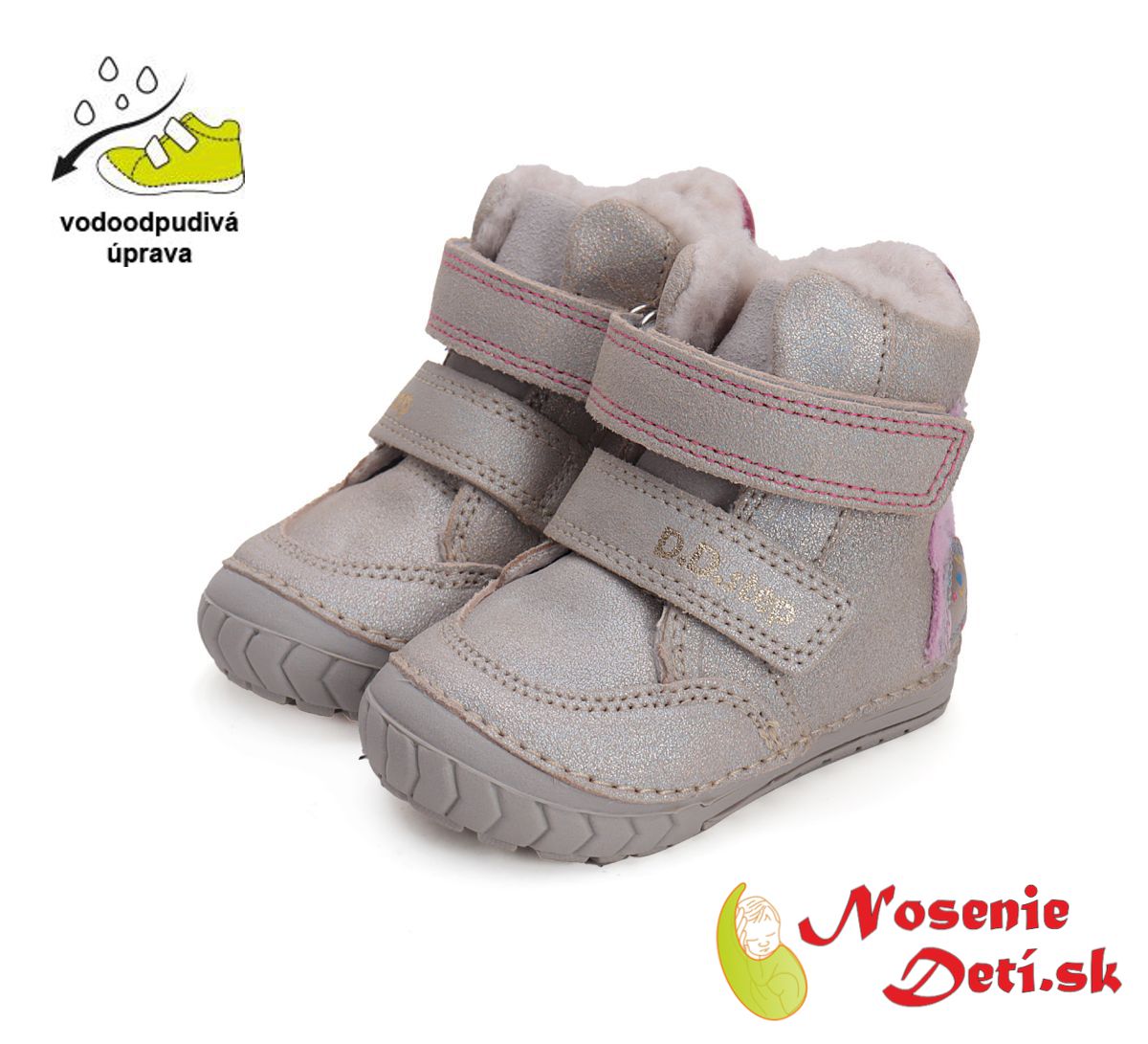 Dívčí kožené zimní boty kozačky D.D. Step Light Grey Zajíček W029-42392B