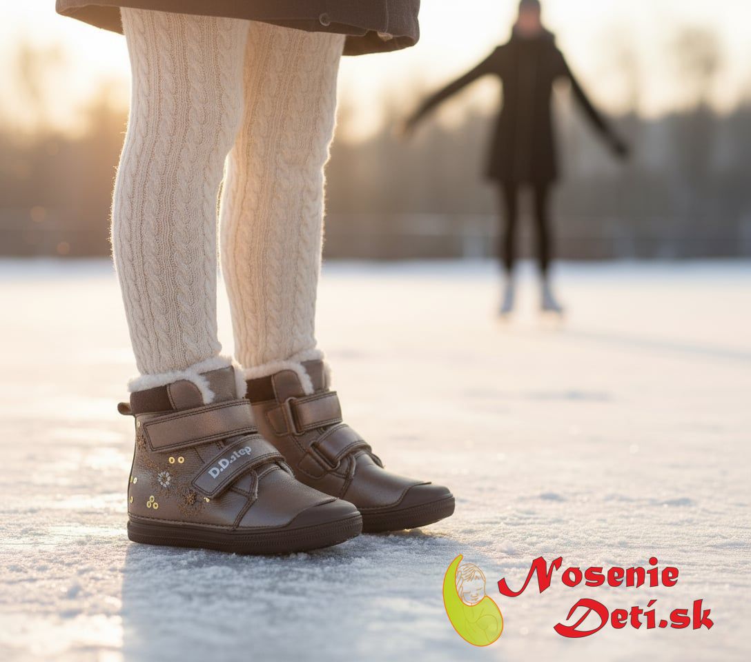 Dievčenské zimné kožené topánky D.D. Step Bronze Vločky 049-42729A Dievčenské zimné kožené topánky D.D. Step Bronze Vločky 049-42729A